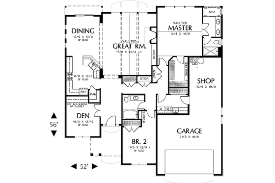 Floor Plan - Main Floor for Traditional House Plan #48-413 - 2 bed, 2 bath