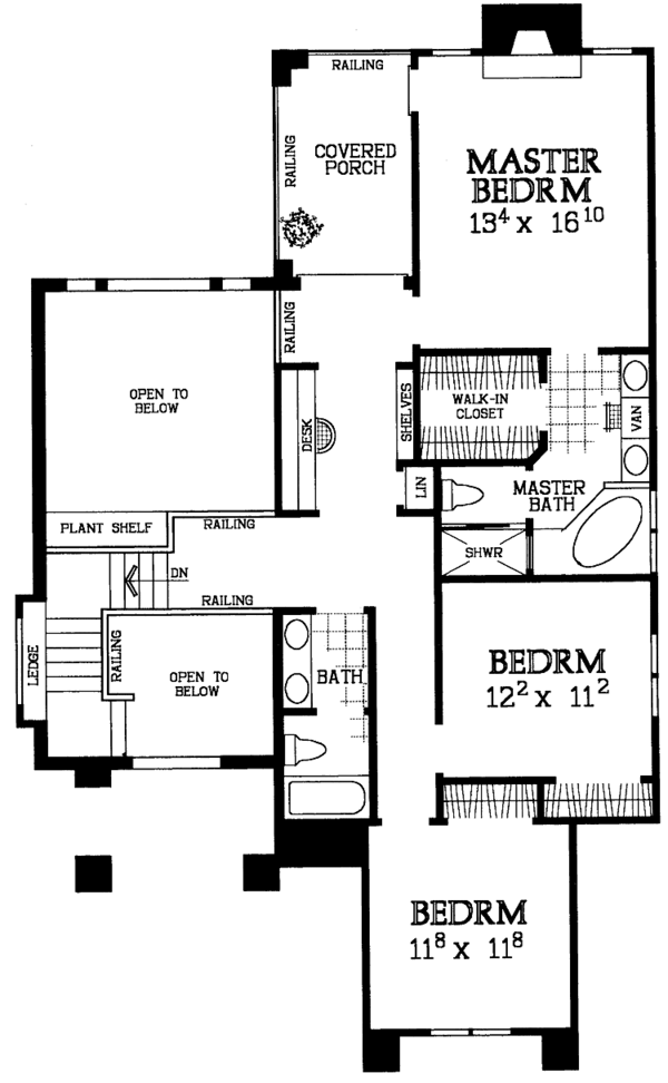 House Blueprint - Traditional Floor Plan - Upper Floor Plan #72-1084