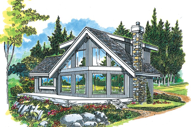 House Blueprint - Cabin Exterior - Front Elevation Plan #47-881