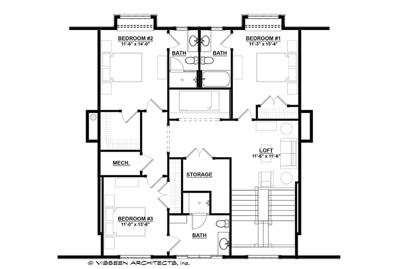 Architectural House Design - Floor Plan - Upper Floor for Farmhouse House Plan #928-284 - 4 bed, 4.5 bath