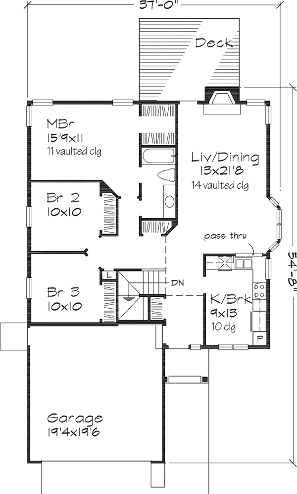 Architectural House Design - Bungalow Floor Plan - Main Floor Plan #320-555