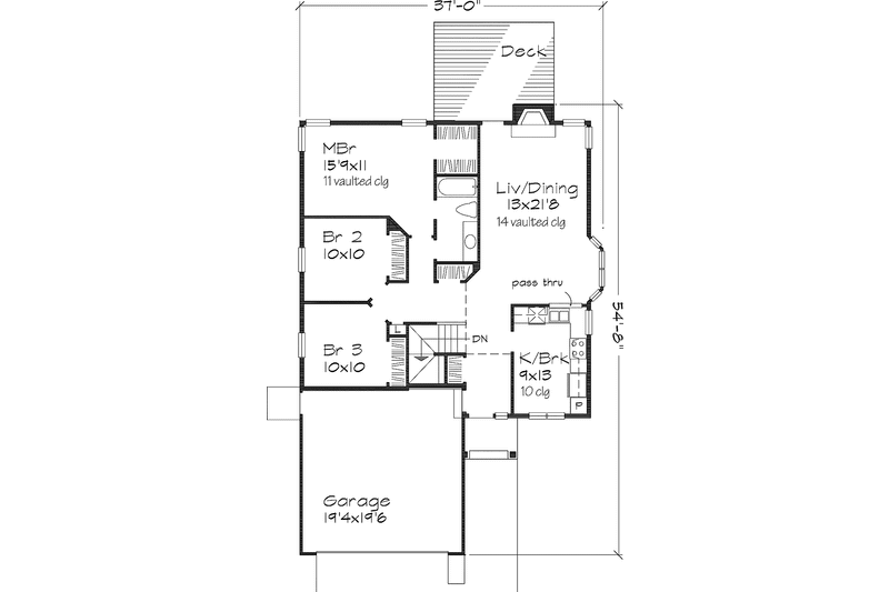 Dream House Plan - Floor Plan - Main Floor for Bungalow House Plan #320-555 - 3 bed, 1 bath