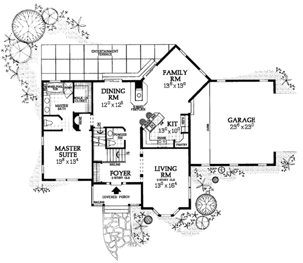 House Blueprint - Country Floor Plan - Main Floor Plan #72-1092