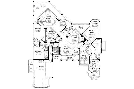 Floor Plan - Main Floor for Mediterranean House Plan #930-291 - 3 bed, 4 bath