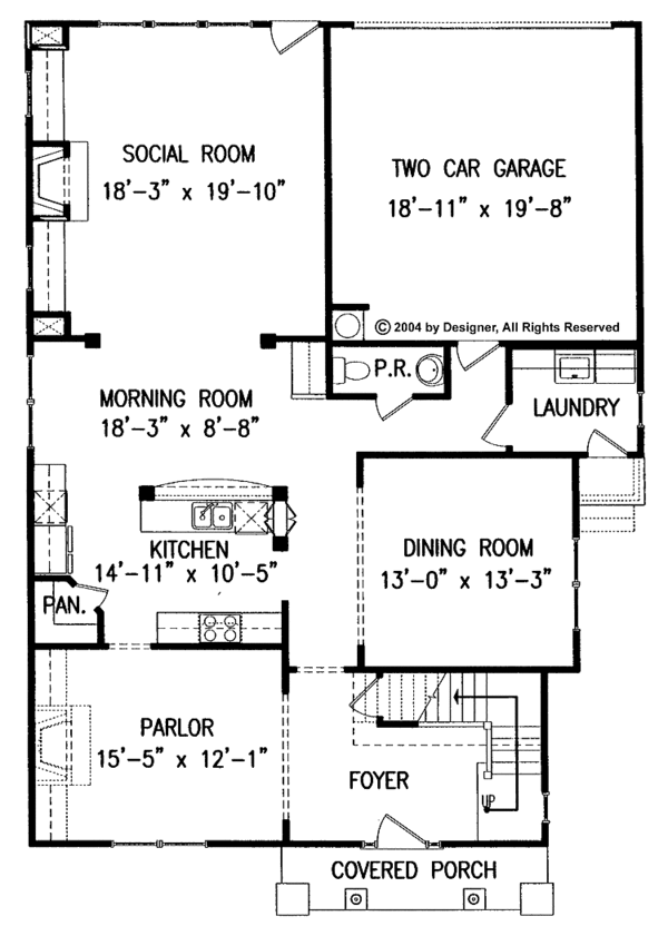 Architectural House Design - Craftsman Floor Plan - Main Floor Plan #54-226