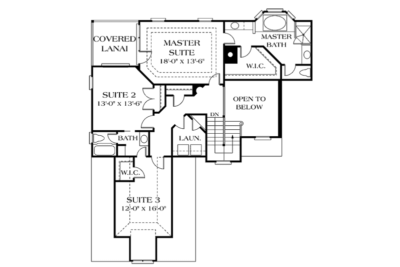 House Blueprint - Floor Plan - Upper Floor for European House Plan #453-137 - 3 bed, 2.5 bath
