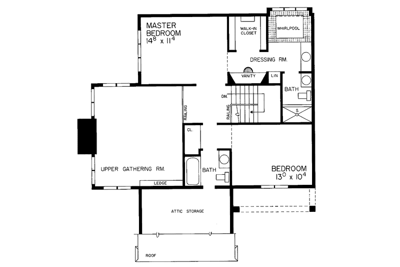Home Plan - Floor Plan - Upper Floor for Contemporary House Plan #72-774 - 2 bed, 2.5 bath