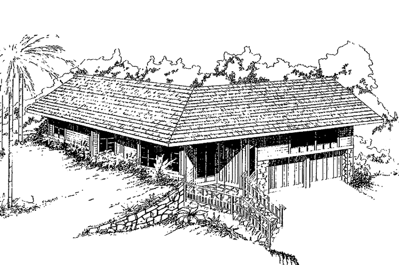 House Blueprint - Exterior - Front Elevation 3 for Contemporary House Plan #60-816 - 3 bed, 2 bath