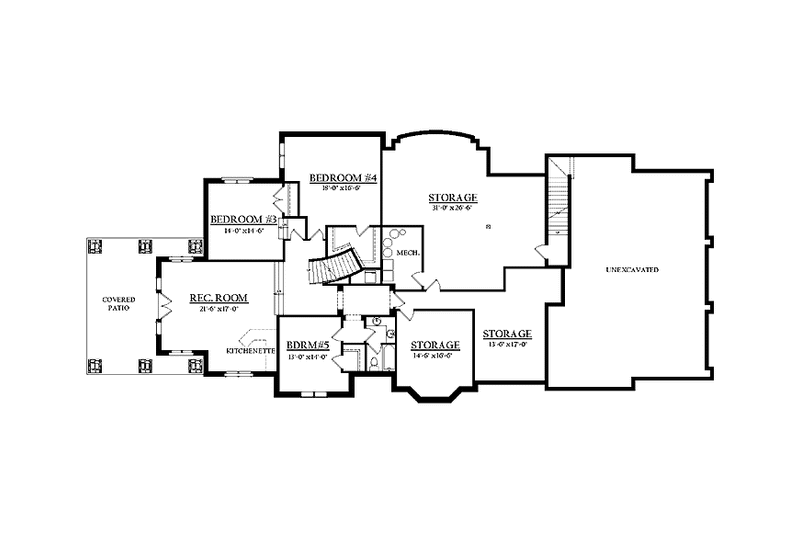 Architectural House Design - Floor Plan - Lower Floor for European House Plan #937-15 - 5 bed, 3 bath
