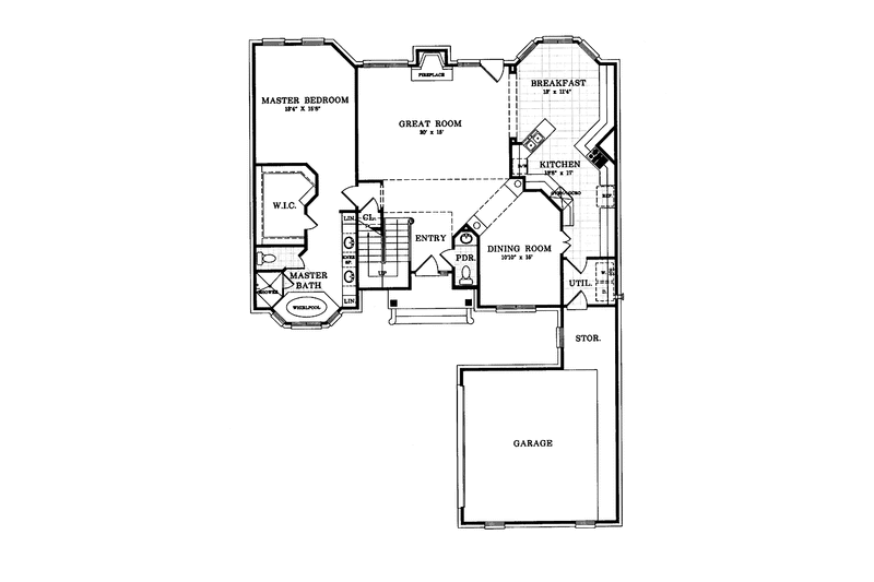 Architectural House Design - Floor Plan - Main Floor for Traditional House Plan #952-8 - 3 bed, 2.5 bath