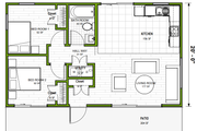 Contemporary Style House Plan - 2 Beds 1 Baths 680 Sq/Ft Plan #1106-1 