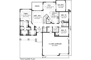 Floor Plan - Main Floor for Craftsman House Plan #70-1087 - 3 bed, 2.5 bath