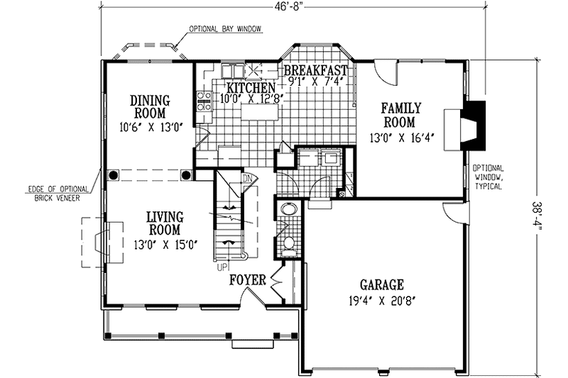 Home Plan - Floor Plan - Main Floor for Country House Plan #953-18 - 4 bed, 2.5 bath