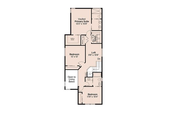 Floor Plan - Upper Floor House Plan #124-1004 - 3 bed, 3 bath