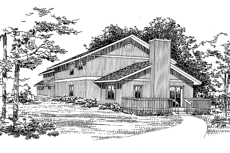 Home Plan - Exterior - Rear Elevation for Country House Plan #72-1043 - 4 bed, 2.5 bath