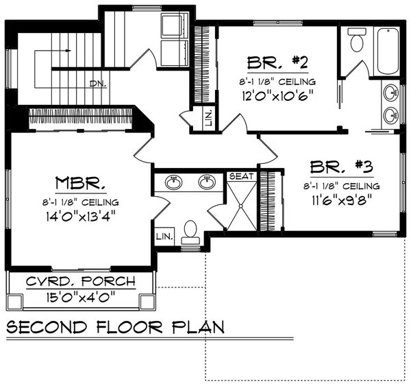 House Blueprint - Craftsman Floor Plan - Upper Floor Plan #70-1504