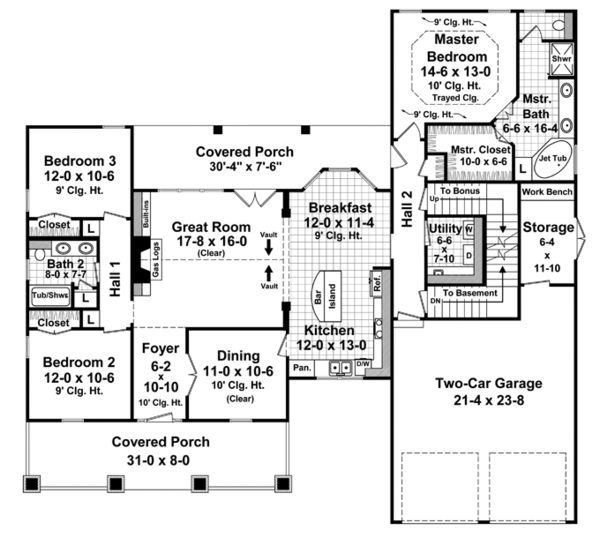 Dream House Plan - Country Floor Plan - Main Floor Plan #21-429
