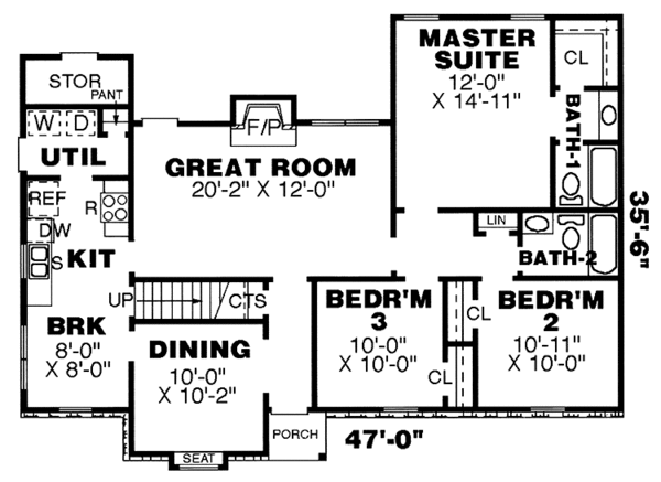 Dream House Plan - Country Floor Plan - Main Floor Plan #34-252