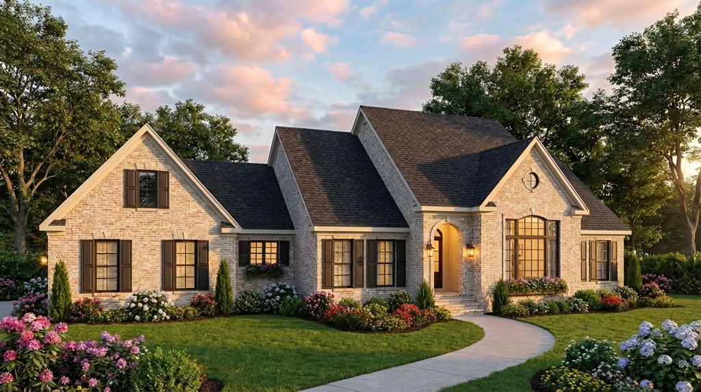 Exterior - Front Elevation 2 for European House Plan #406-187 - 3 bed, 2 bath