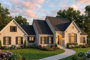 House Blueprint - Exterior - Front Elevation for European House Plan #406-187 - 3 bed, 2 bath