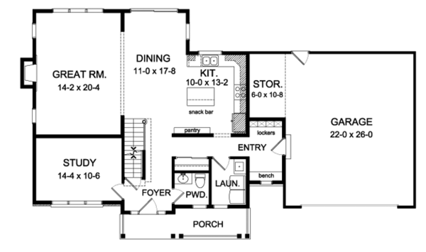 House Design - Country Floor Plan - Main Floor Plan #1010-89