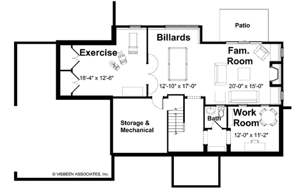 House Design - Traditional Floor Plan - Lower Floor Plan #928-68