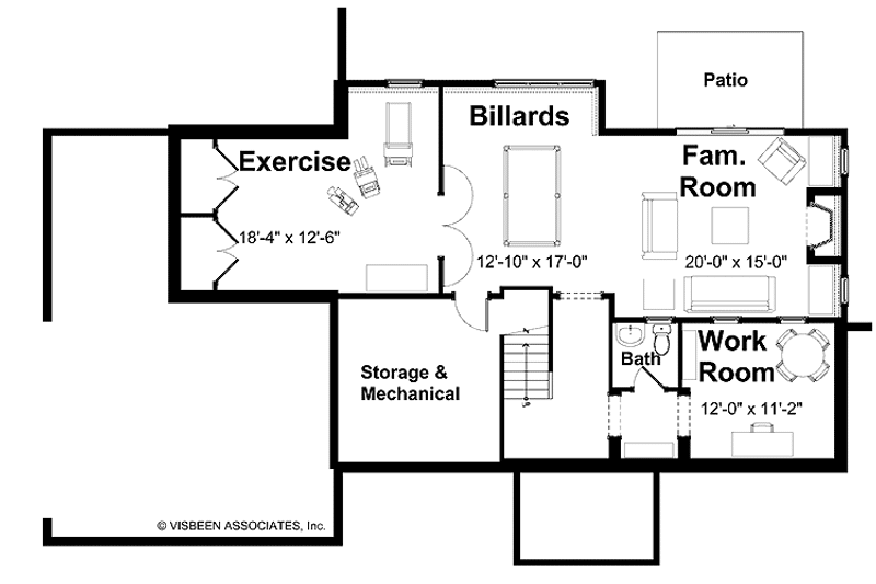Home Plan - Floor Plan - Lower Floor for Traditional House Plan #928-68 - 4 bed, 2.5 bath