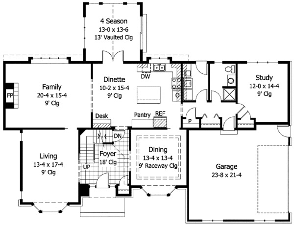 Architectural House Design - Traditional Floor Plan - Main Floor Plan #51-961
