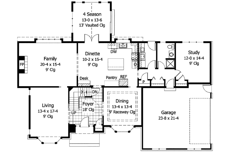 Home Plan - Floor Plan - Main Floor for Traditional House Plan #51-961 - 4 bed, 3 bath