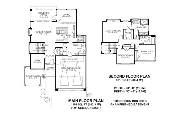 Floor Plan - Main Floor for Craftsman House Plan #1100-4 - 3 bed, 2.5 bath
