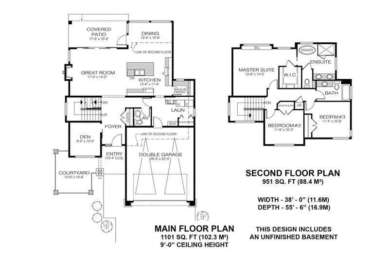 House Design - Floor Plan - Main Floor for Craftsman House Plan #1100-4 - 3 bed, 2.5 bath