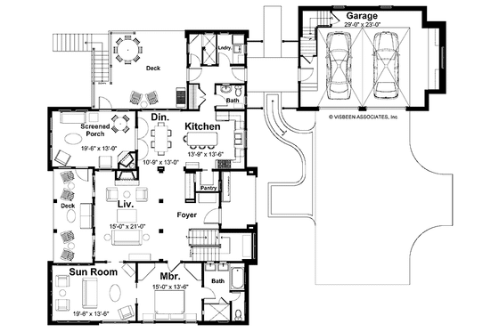 Floor Plan - Main Floor for Craftsman House Plan #928-64 - 3 bed, 3.5 bath