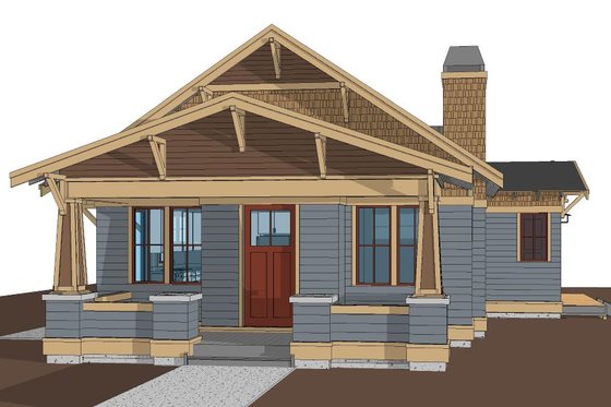 Exterior - Front Elevation 3 for Craftsman House Plan #895-160 - 2 bed, 2 bath