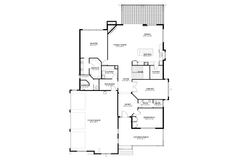 House Blueprint - Floor Plan - Main Floor for Traditional House Plan #1060-474 - 2 bed, 2 bath