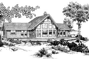 Cabin Exterior - Front Elevation Plan #47-880
