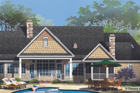 Exterior - Rear Elevation 1 for European House Plan #929-958 - 4 bed, 3 bath