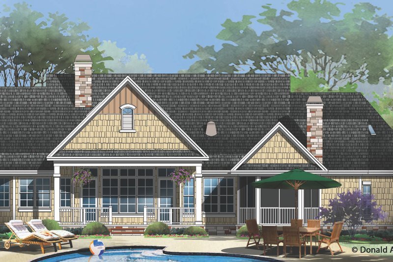 Home Plan - Exterior - Rear Elevation 1 for European House Plan #929-958 - 4 bed, 3 bath