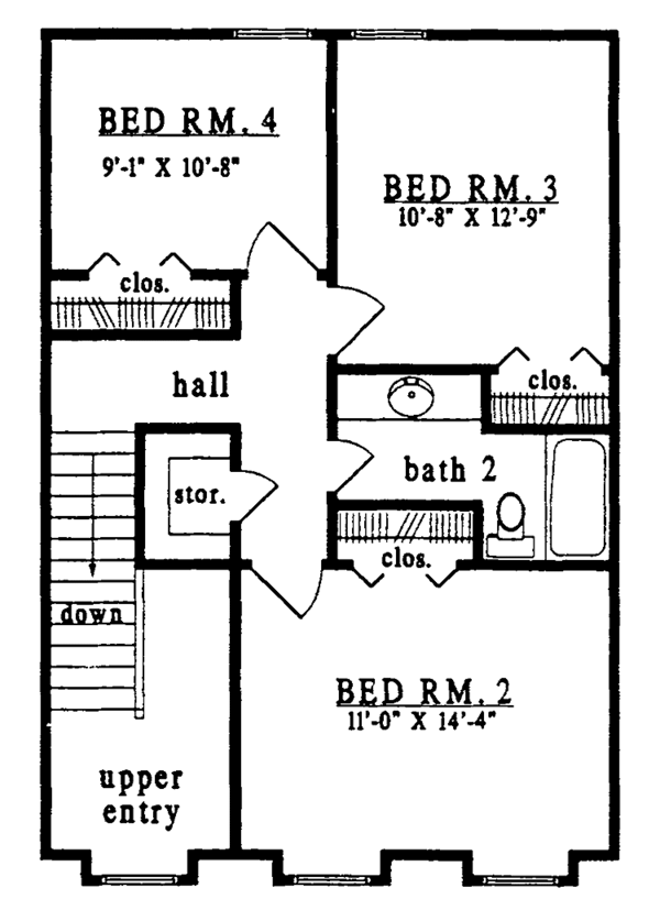 Architectural House Design - Country Floor Plan - Upper Floor Plan #42-489