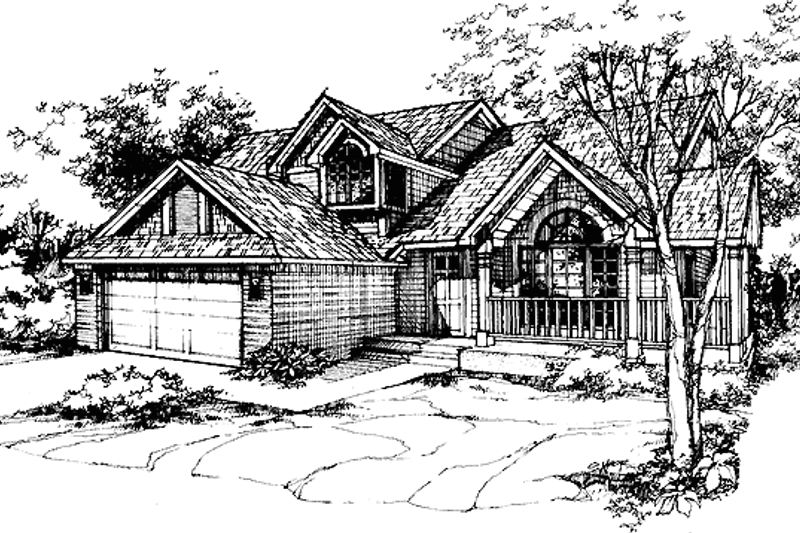 House Blueprint - Traditional Exterior - Front Elevation Plan #320-570
