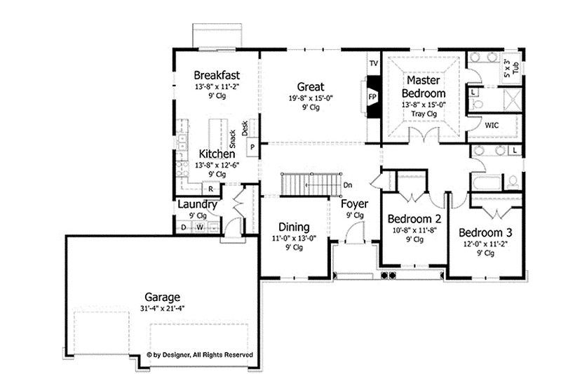 Home Plan - Floor Plan - Main Floor for European House Plan #51-989 - 5 bed, 3 bath