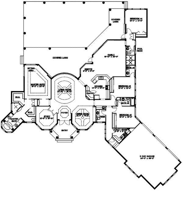 Architectural House Design - Mediterranean Floor Plan - Main Floor Plan #1017-121