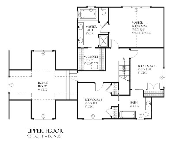 Craftsman Floor Plan - Upper Floor Plan #901-82