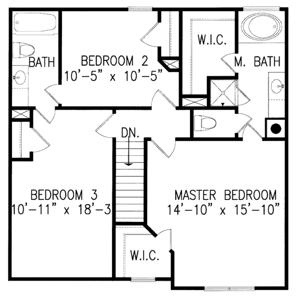 House Design - Colonial Floor Plan - Upper Floor Plan #54-179