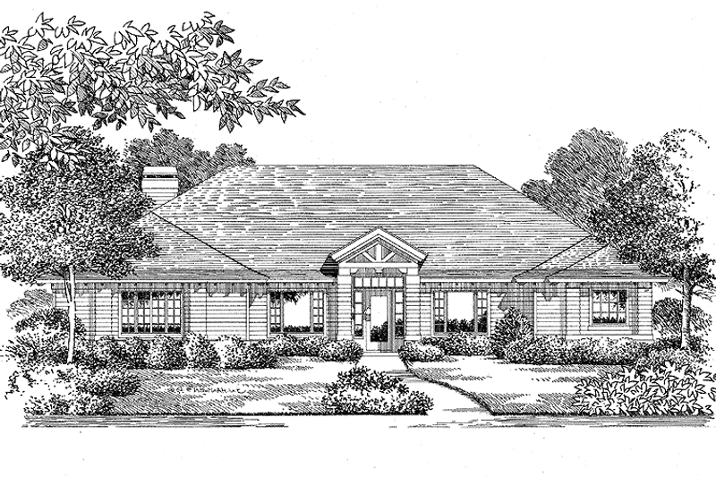 Home Plan - Exterior - Front Elevation 3 for Ranch House Plan #999-30 - 5 bed, 4 bath