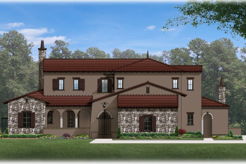 Architectural House Design - Exterior - Front Elevation 3 for Mediterranean House Plan #1058-85 - 5 bed, 5 bath