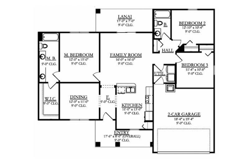 Home Plan - Floor Plan - Main Floor for Mediterranean House Plan #1058-92 - 3 bed, 2 bath