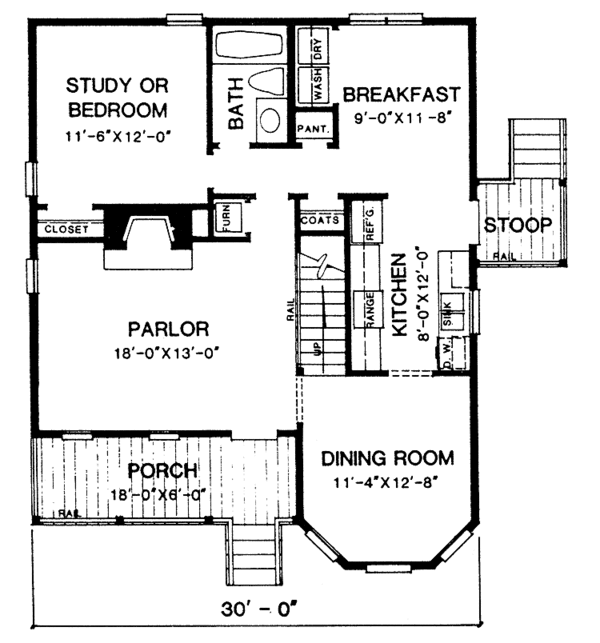 Architectural House Design - Victorian Floor Plan - Main Floor Plan #10-269