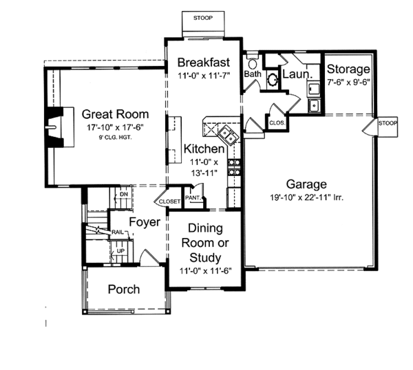 Architectural House Design - Country Floor Plan - Main Floor Plan #46-801