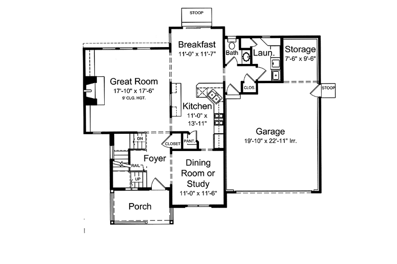 Home Plan - Floor Plan - Main Floor for Country House Plan #46-801 - 4 bed, 2.5 bath