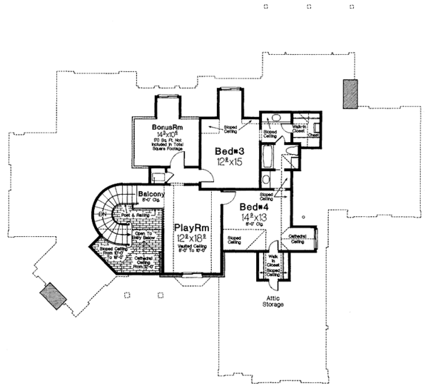 Architectural House Design - Country Floor Plan - Upper Floor Plan #310-1055